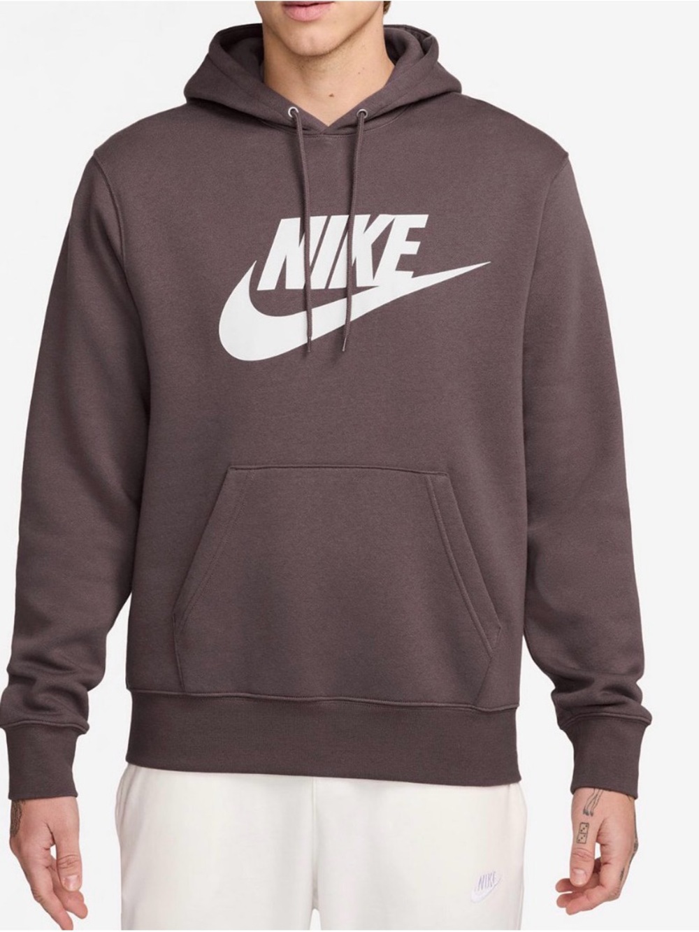 Nike Men's Brown Hoodie with White Logo
